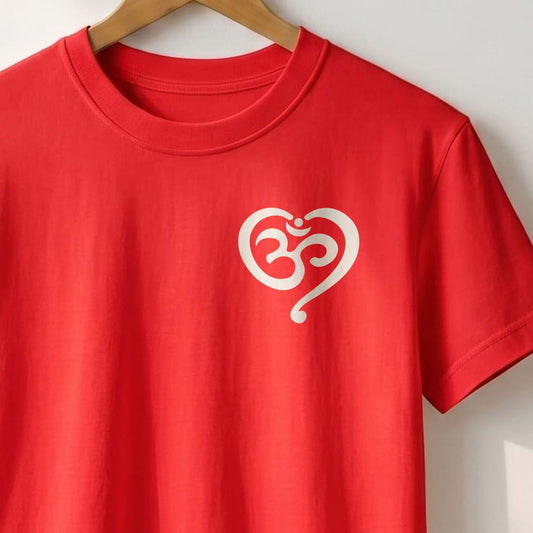 Yoga Heart- Red Round Neck Yoga T-shirt
