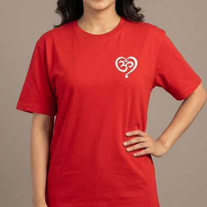 Yoga Heart- Red Round Neck Yoga T-shirt
