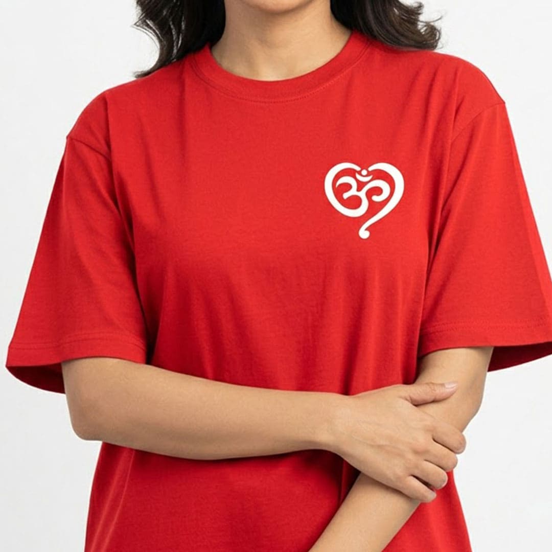 Yoga Heart- Red Round Neck Yoga T-shirt