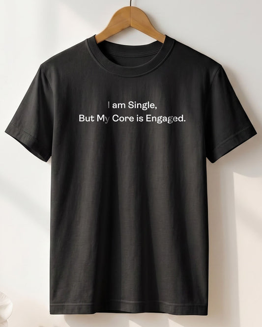 Core is Engaged- Black Round Neck Yoga T-shirt