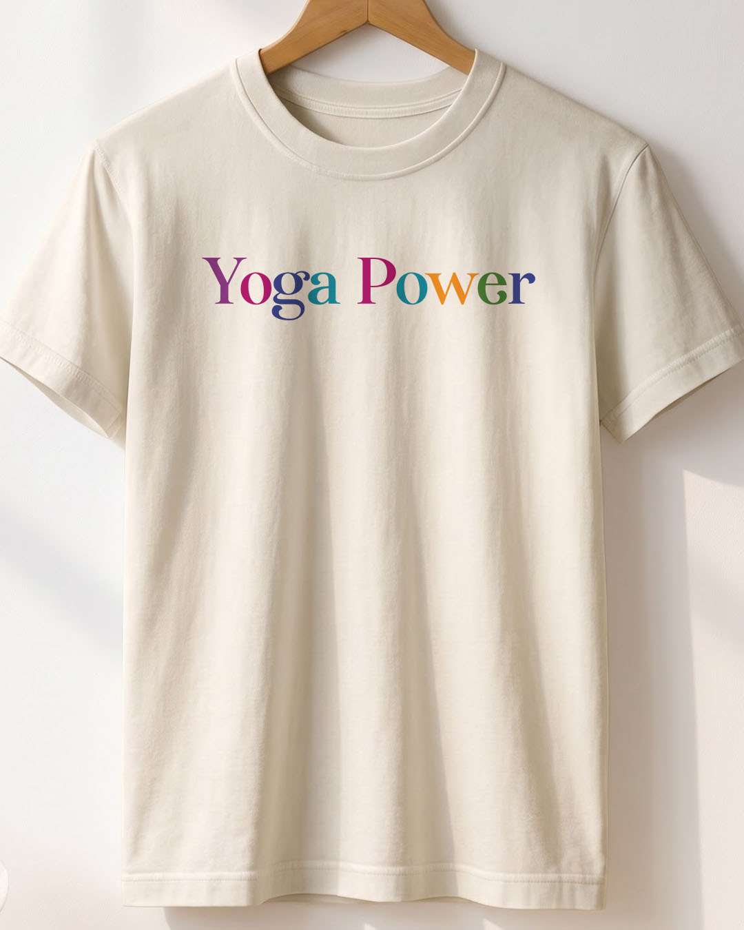 Yoga Power- White Round Neck Yoga T-shirt
