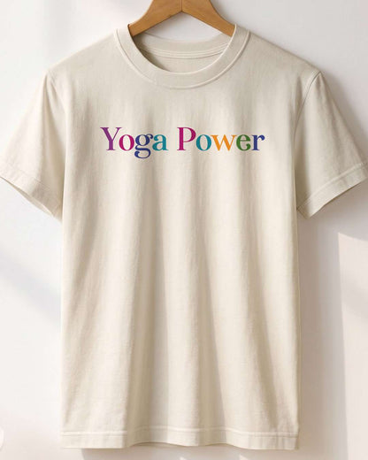 Yoga Power- White Round Neck Yoga T-shirt