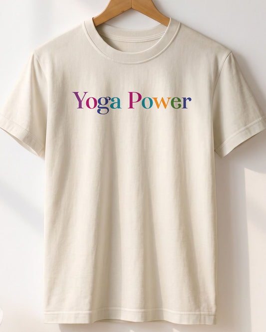 Yoga Power- White Round Neck Yoga T-shirt