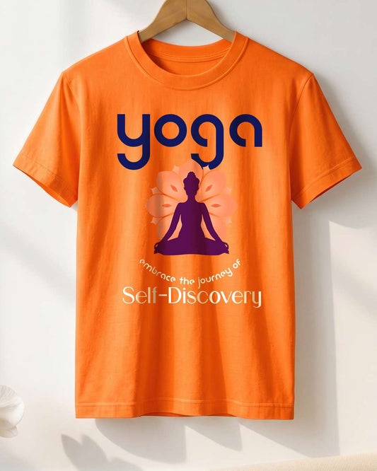 Self Discovery- Orange Round Neck Yoga T-shirt