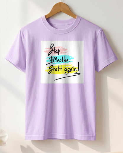 Start Again- Lavender Round Neck Yoga T-shirt