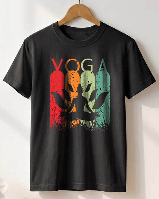 Yoga Multicolor- Black Round Neck Yoga T-shirt