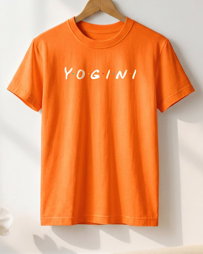Yogini- Orange Round Neck Yoga T-shirt