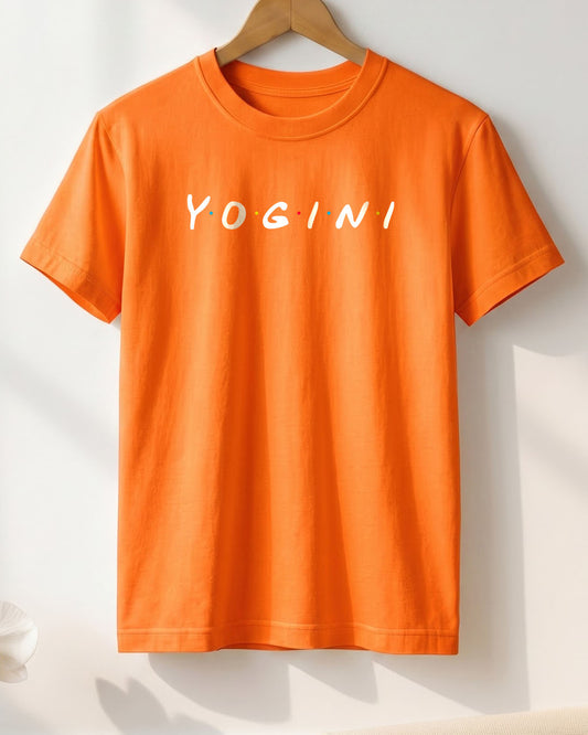 Yogini- Orange Round Neck Yoga T-shirt