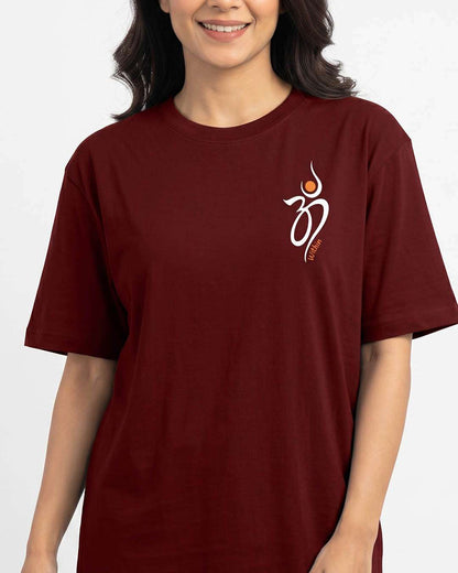 Om Within- Maroon Round Neck Yoga T-shirt