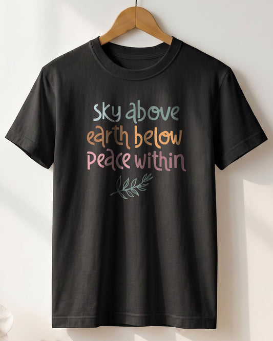 Peace Within- Black Round Neck Yoga T-shirt