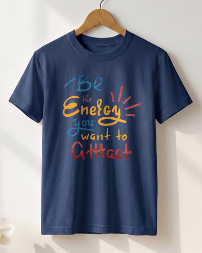Energy- Navy Blue Round Neck Yoga T-shirt