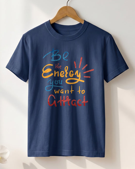 Energy- Navy Blue Round Neck Yoga T-shirt