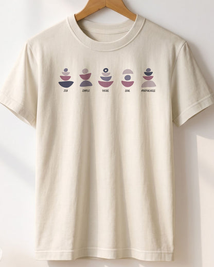 Five Features- White Round Neck Yoga T-shirt