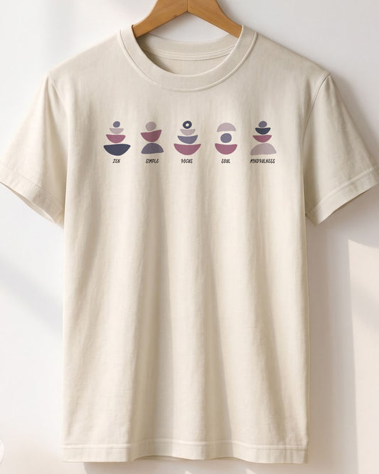 Five Features- White Round Neck Yoga T-shirt