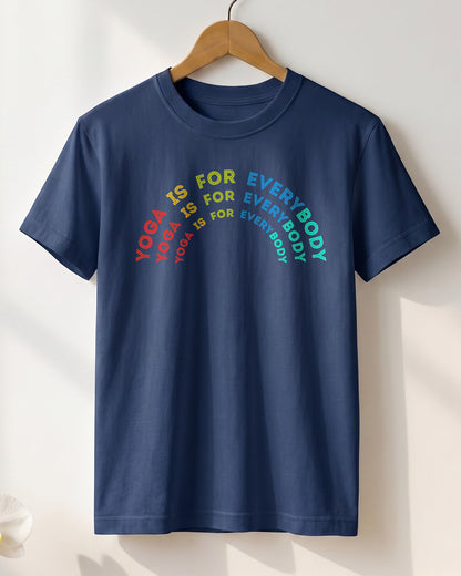 Yoga is for Everybody- Navy Blue Round Neck Yoga T-shirt
