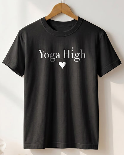 Yoga High- Black Round Neck Yoga T-shirt