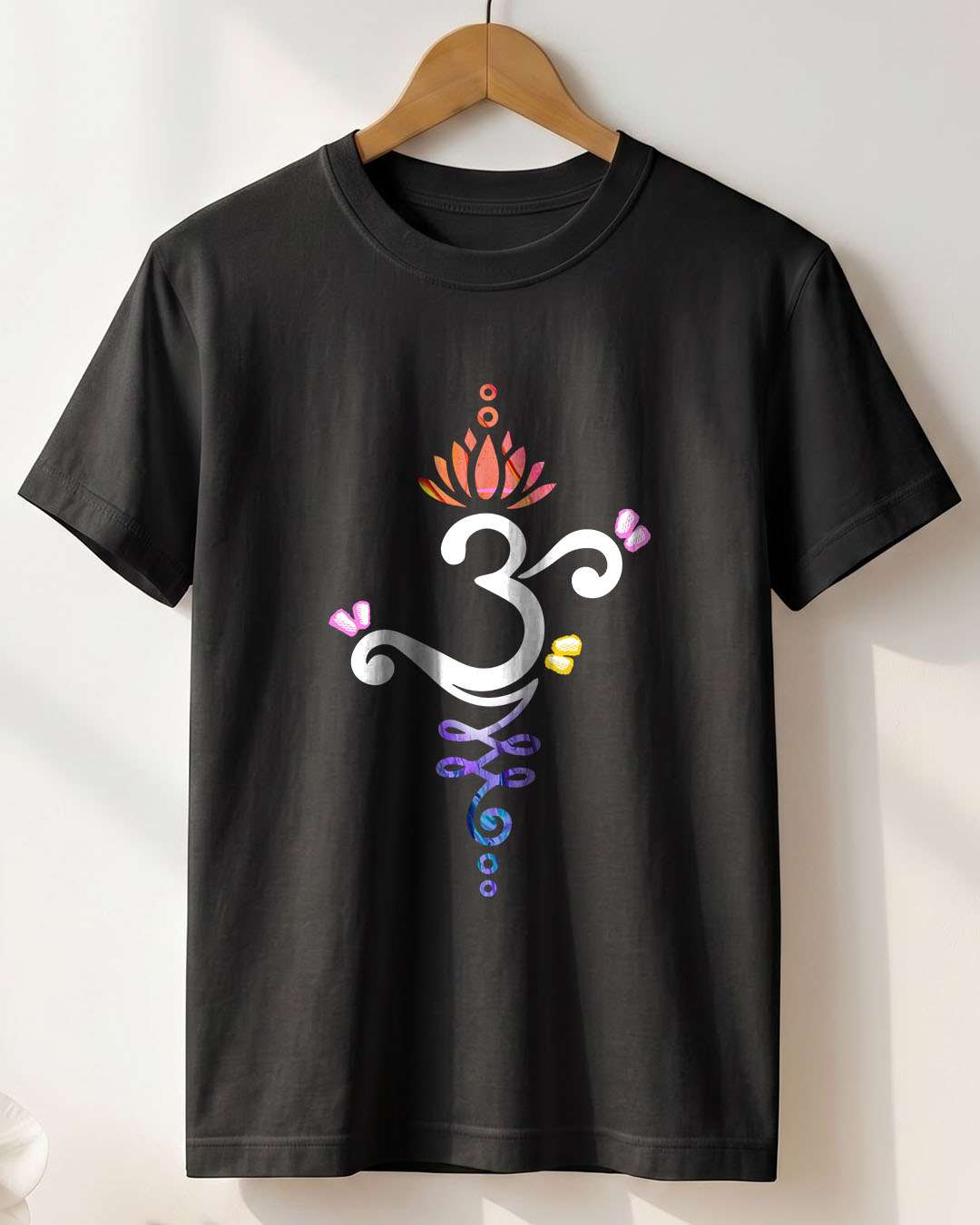Om Graphic- Black Round Neck Yoga T-shirt