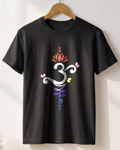 Om Graphic- Black Round Neck Yoga T-shirt