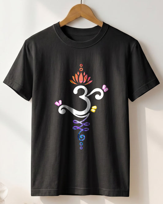 Om Graphic- Black Round Neck Yoga T-shirt
