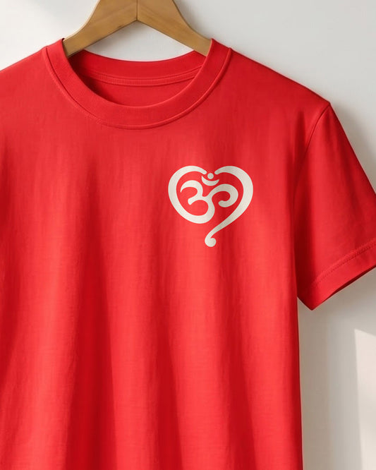 Yoga Heart- Red Round Neck Yoga T-shirt