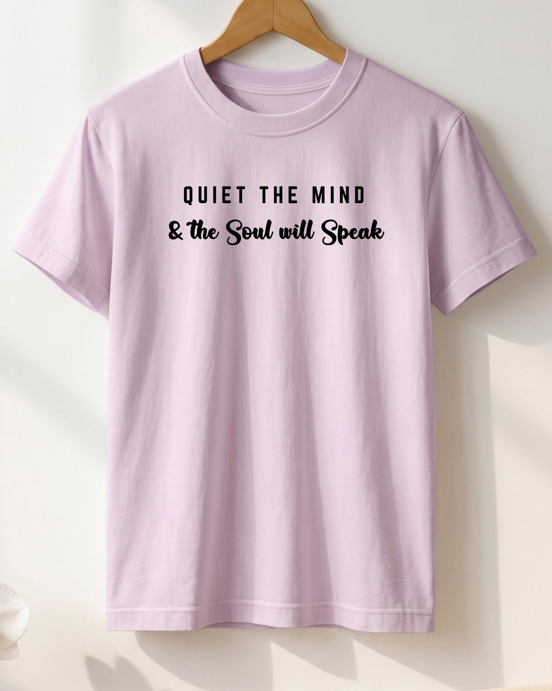 Soul will Speak- Lavender Round Neck Yoga T-shirt