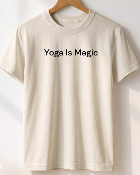 Yoga is Magic- White Round Neck Yoga T-shirt