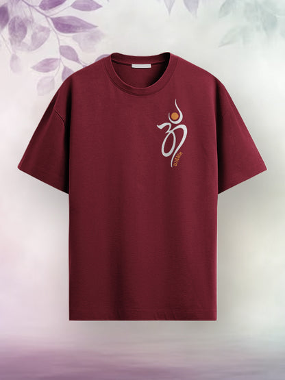 Om Within- Maroon Round Neck Yoga T-shirt