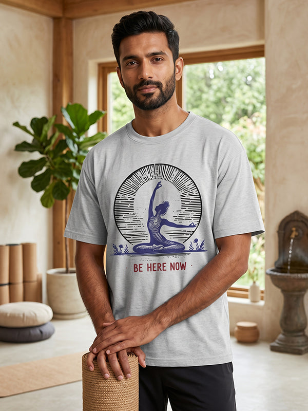 Be Here Now - White Yoga Round Neck T-shirt