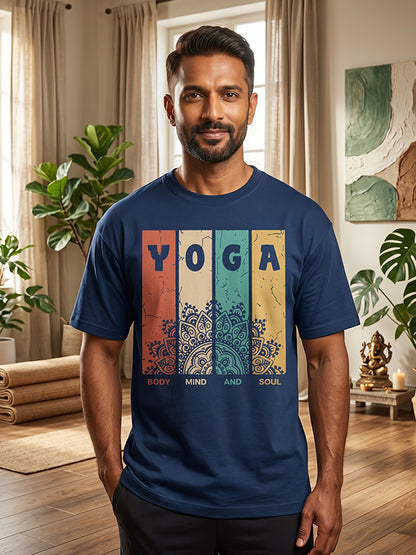 Body Mind Soul - Navy Blue Yoga Round Neck T-shirt