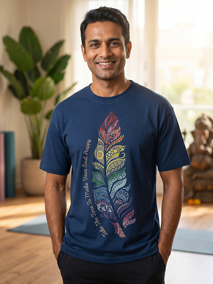 Soul Happy - Navy Blue Yoga Round Neck T-shirt