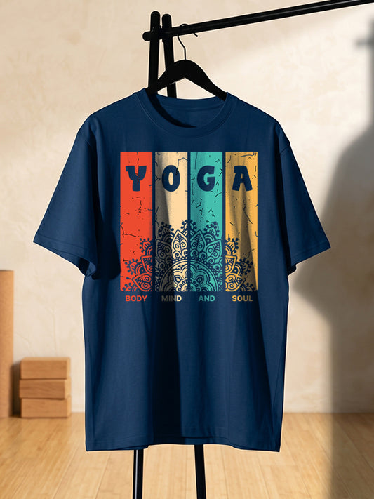 Body Mind Soul - Navy Blue Yoga Round Neck T-shirt