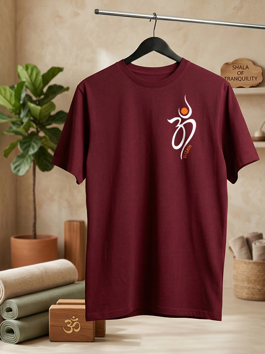 Om Within- Maroon Round Neck Yoga T-shirt