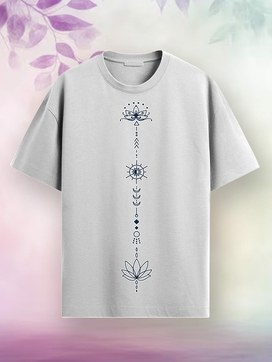 Sacred Flow - White Yoga Round Neck T-shirt