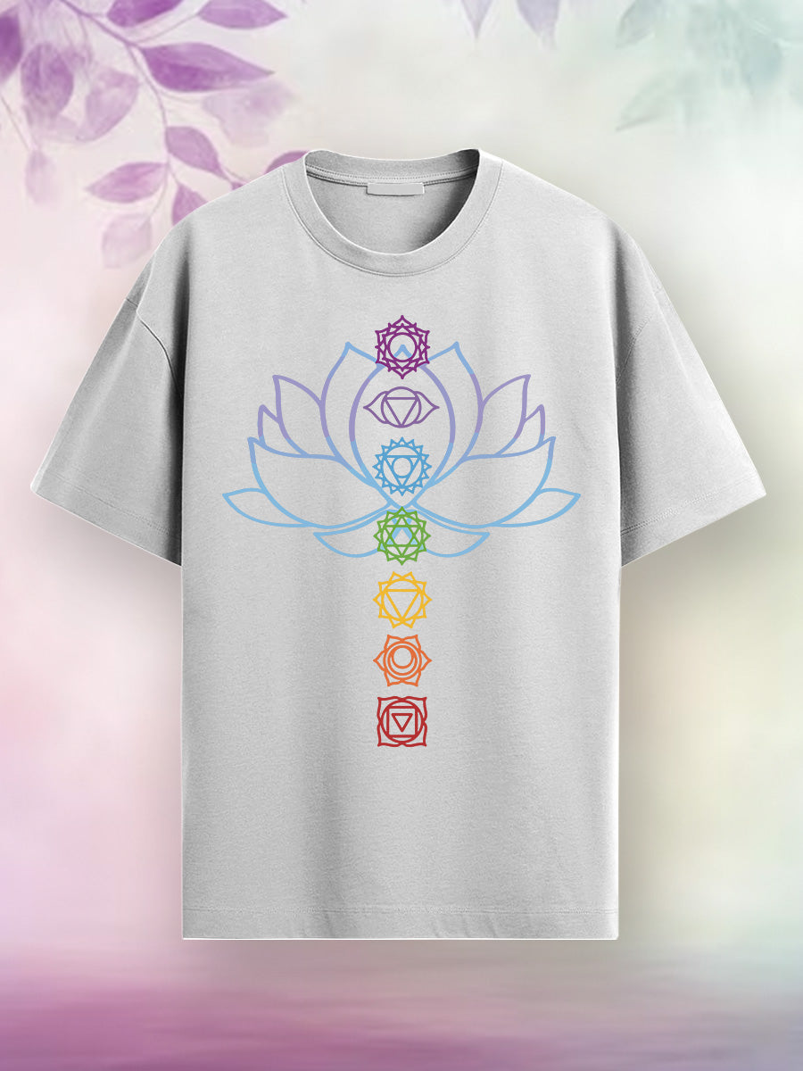 Awakened Chakra - White Yoga Round Neck T-shirt