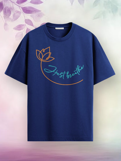 Breathe & Flow - Navy Blue Yoga Round Neck T-shirt