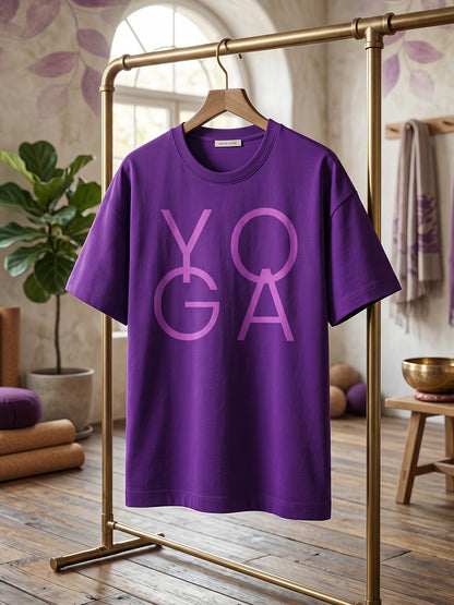 Yoga Word- Purple Round Neck Yoga T-shirt