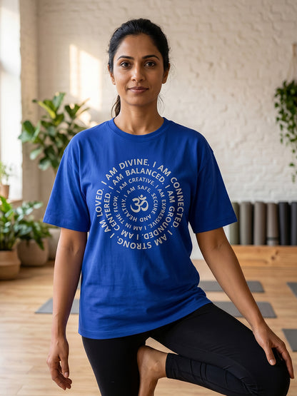 I Am - Royal Blue Yoga Round Neck T-shirt