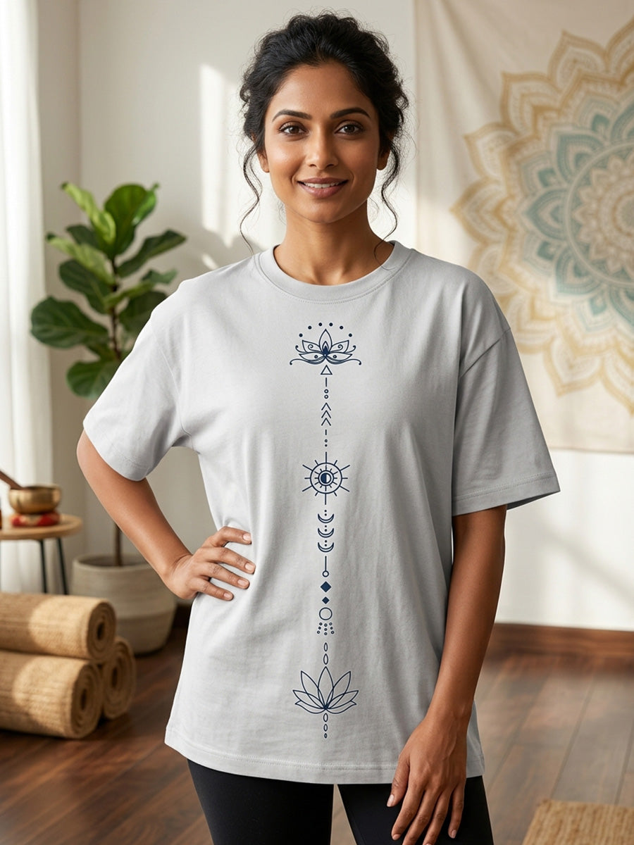 Sacred Flow - White Yoga Round Neck T-shirt
