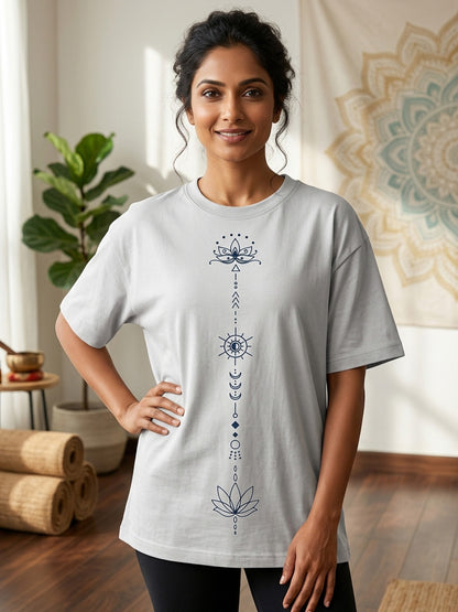 Sacred Flow - White Yoga Round Neck T-shirt