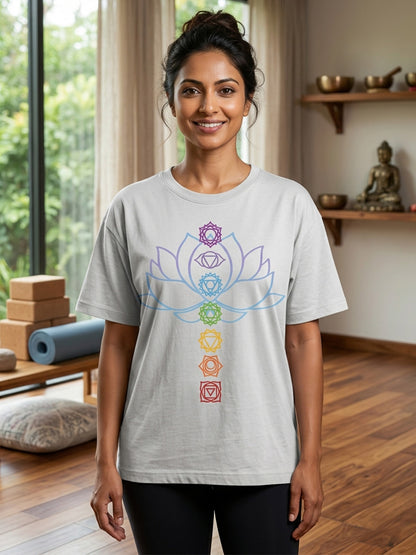 Awakened Chakra - White Yoga Round Neck T-shirt