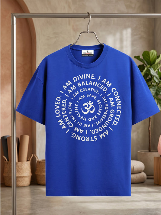 I Am - Royal Blue Yoga Round Neck T-shirt