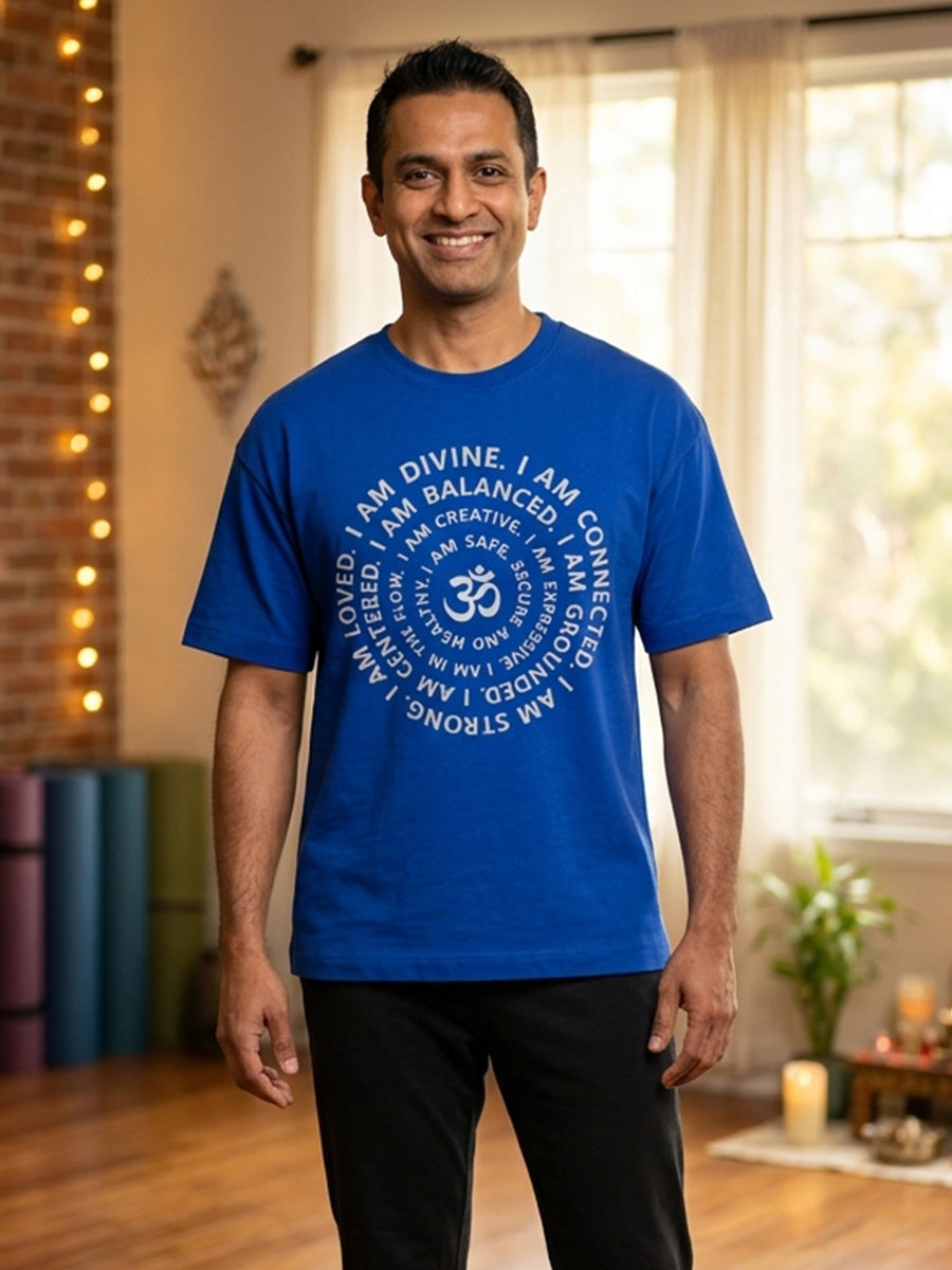 I Am - Royal Blue Yoga Round Neck T-shirt