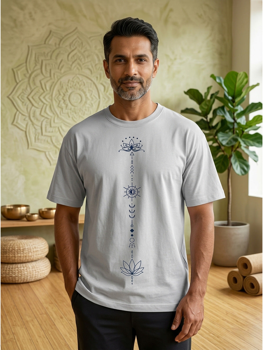 Sacred Flow - White Yoga Round Neck T-shirt