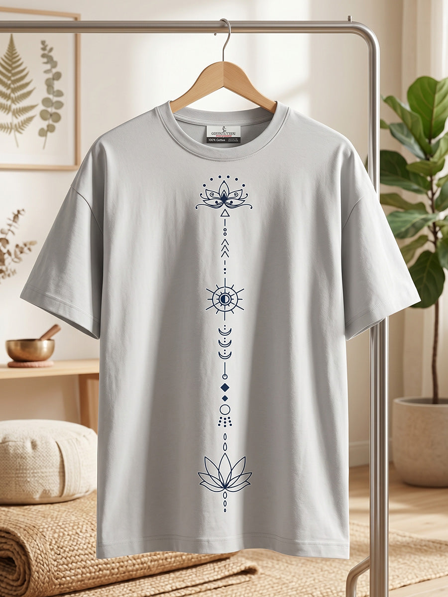 Sacred Flow - White Yoga Round Neck T-shirt
