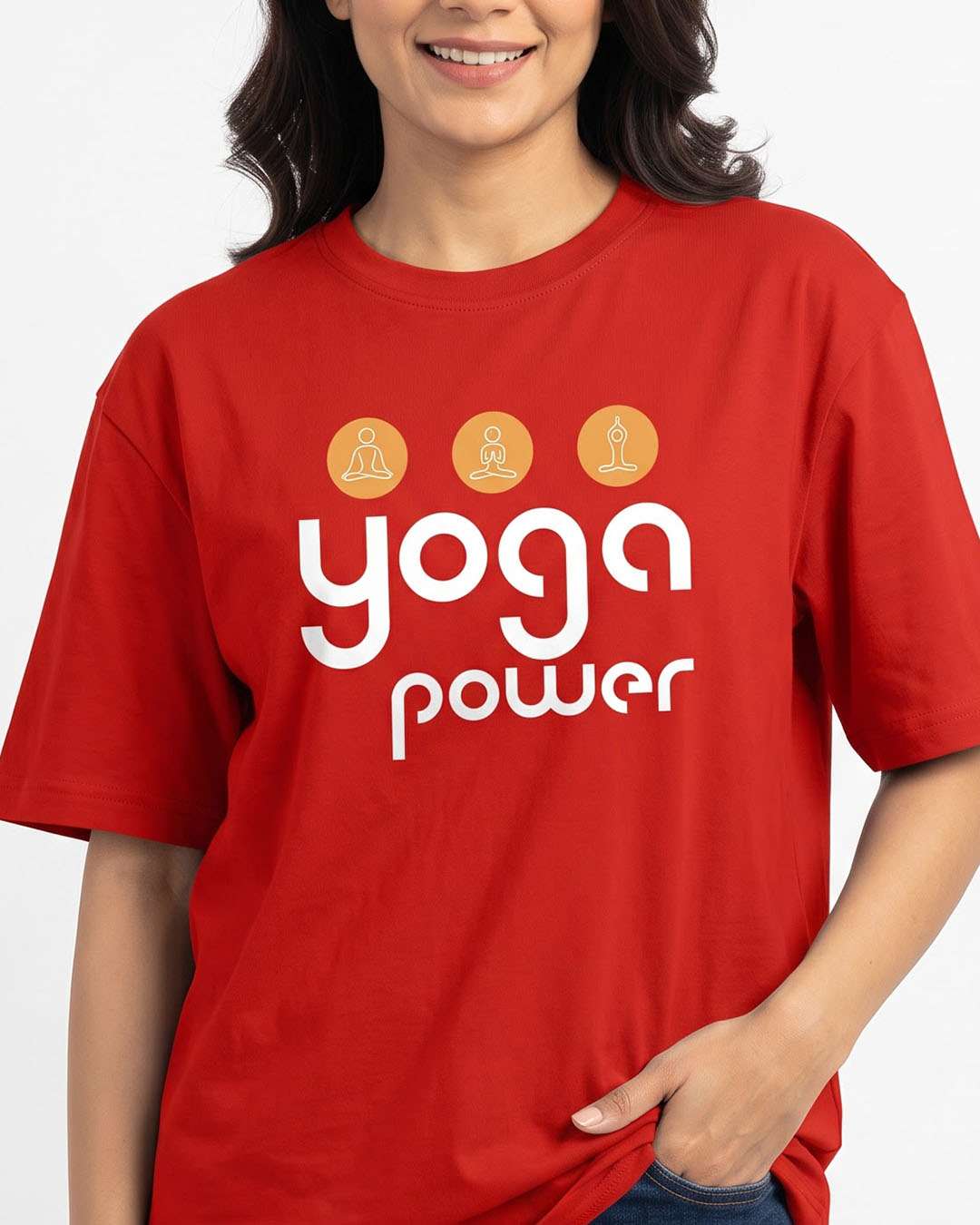 Yoga Power- Red Round Neck Yoga T-shirt