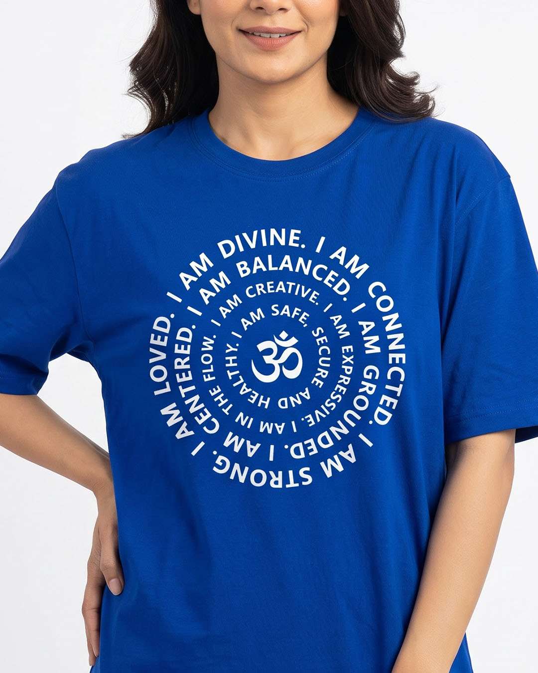 I Am - Royal Blue Yoga Round Neck T-shirt