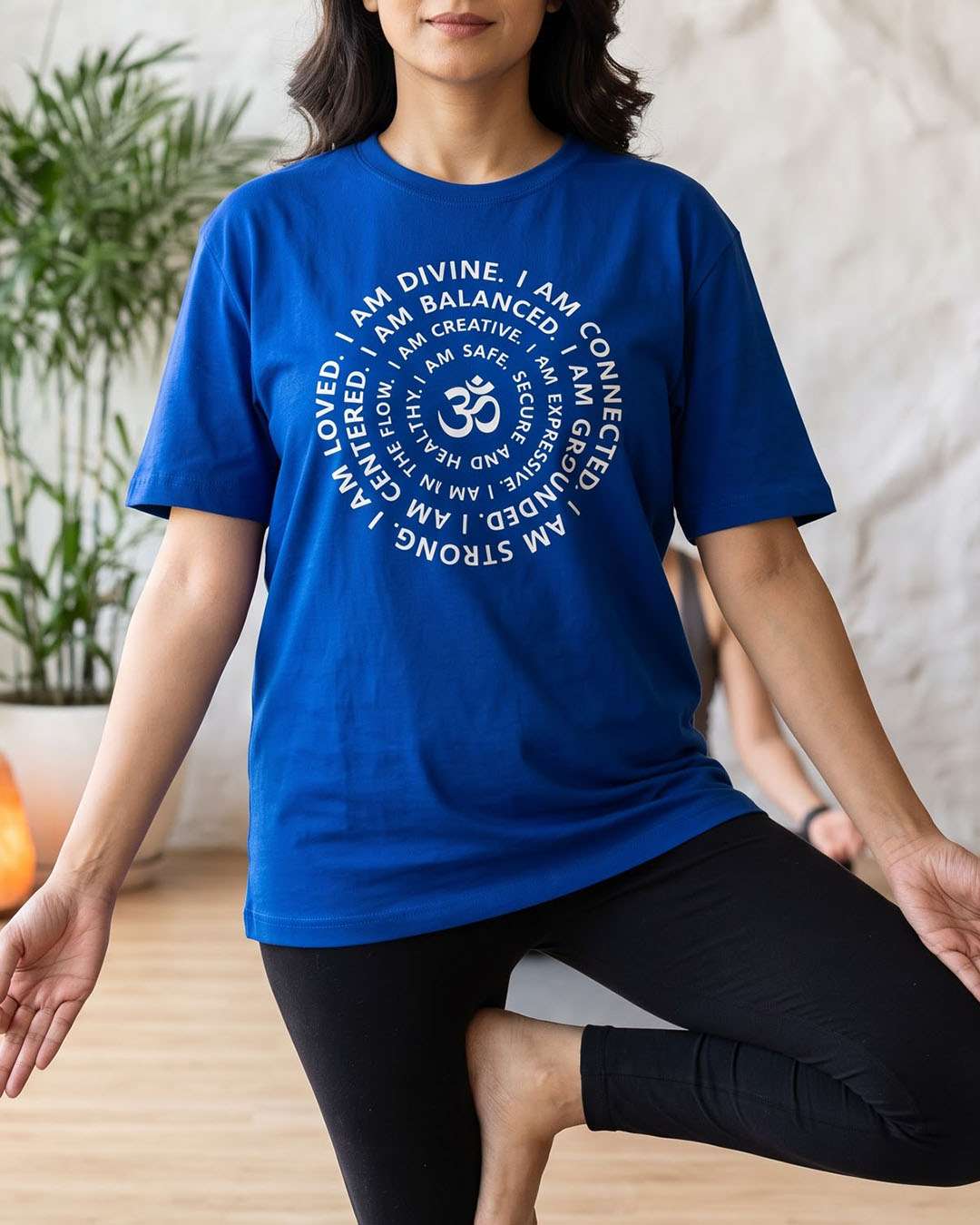 I Am - Royal Blue Yoga Round Neck T-shirt
