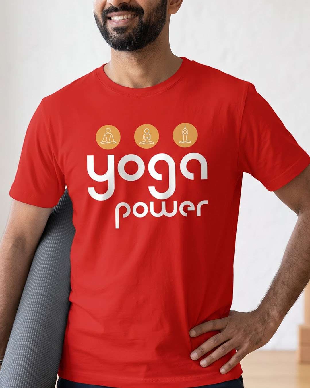 Yoga Power- Red Round Neck Yoga T-shirt