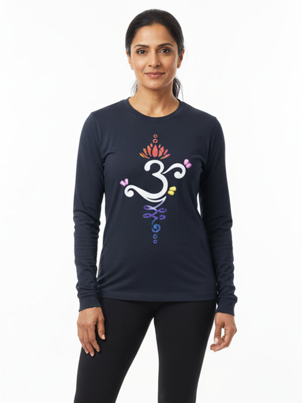 Om Graphic- Navy Blue Yoga Unisex Full Sleeves T-shirt