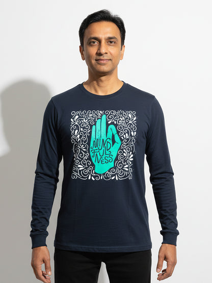 Mindfulness- Navy Blue Yoga Unisex Full Sleeves T-shirt